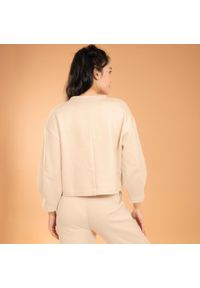 KIMJALY - Bluza do jogi damska Kimjaly. Kolor: beżowy. Materiał: bawełna, poliester, materiał, elastan. Sport: joga i pilates